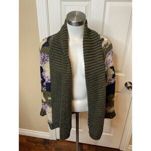 Sleeping On Snow Anthropologie Green Purple White Cardigan, Size S